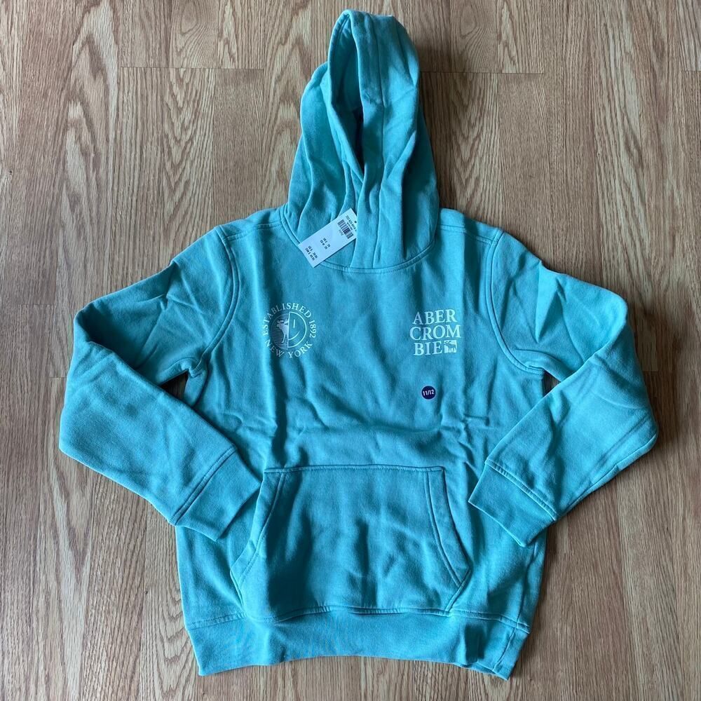 Abercrombie & Fitch Pullover Logo Hoodie Green 11/12